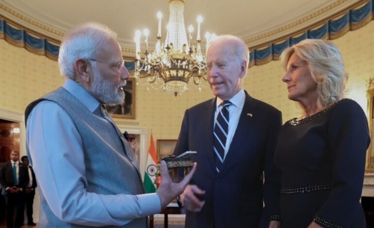 2023 ஆம் ஆண்டில் பிடென்ஸ் பெற்ற மிக விலையுயர்ந்த பரிசாக நரேந்திர மோடியின் $20,000 வைரம் இருந்தது.