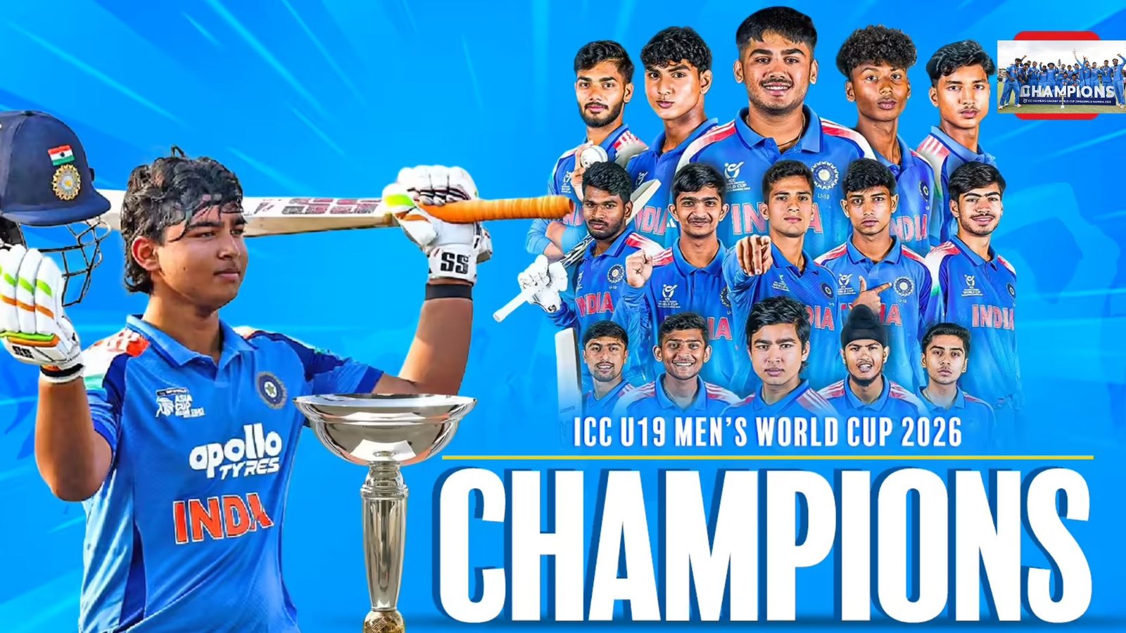 உலக சாதனை படைத்த இந்தியா: 6-வது முறையாக U-19 உலகக் கோப்பை சாம்பியன்!