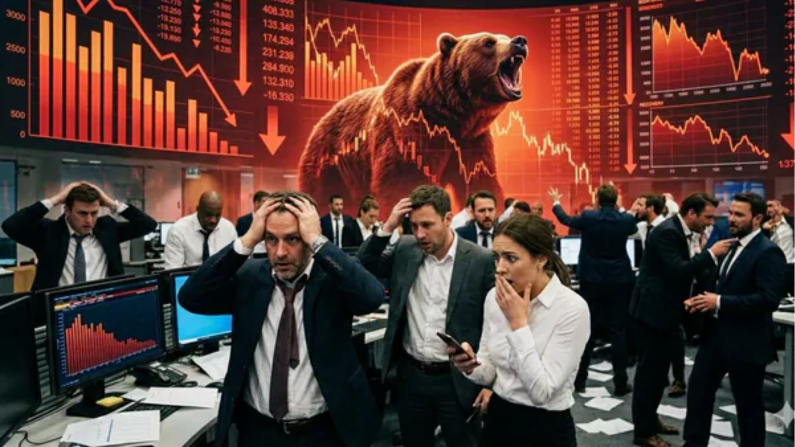 பங்குச்சந்தையில் ரத்த ஆறு! சென்செக்ஸ் 1,100 புள்ளிகளுக்கு மேல் சரிவு – ரூ. 18 லட்சம் கோடி முதலீடு அவுட்!