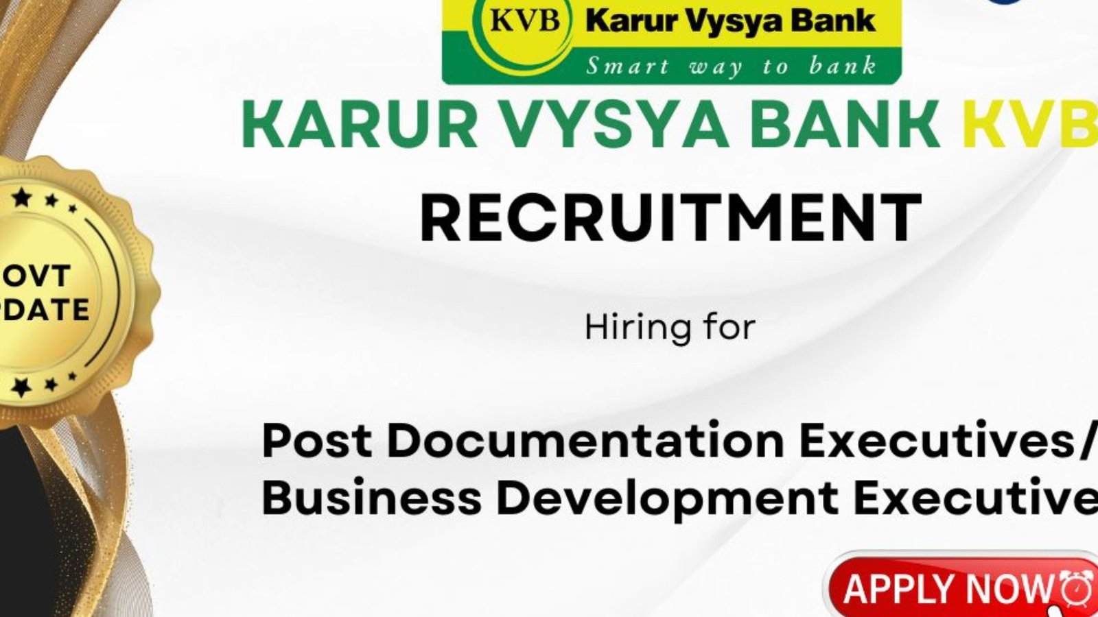 கரூர் வைஸ்யா பேங்க் (KVB) வேலைவாய்ப்பு 2026: பிசினஸ் டெவலப்மெண்ட் எக்ஸிகியூட்டிவ் பணியிடங்கள்!