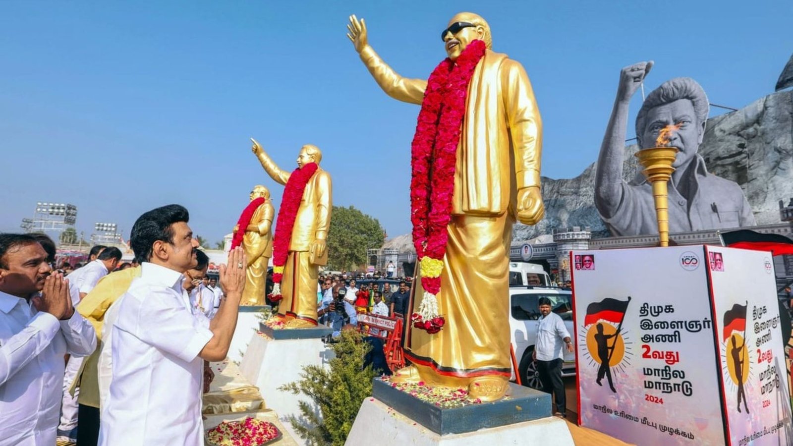 முன்னாள் முதல்வர் கருணாநிதியின் 103-வது பிறந்தநாள்! அன்பகத்தில் ‘மூவர் சிலைகளை’ திறந்து வைக்கிறார் மு.க.ஸ்டாலின்!